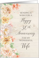 Rustic Pastel Flowers Wife Happy 30th Anniversary card
