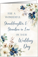 Blue Flowers Granddaughter and her Husband Wedding Day Congratulations card