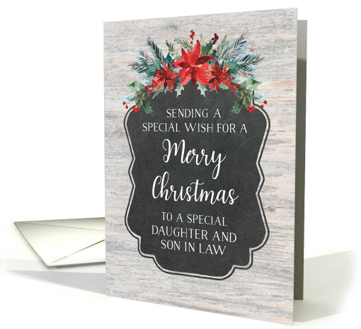 Rustic Chalkboard Floral Daughter and Son in Law Merry Christmas card