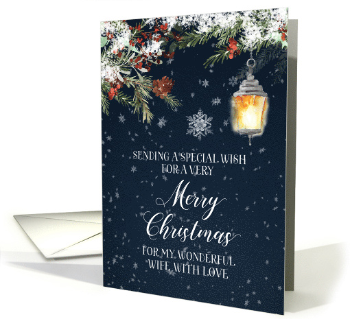 Snowy Winter Lantern Wife Merry Christmas card (1950044)