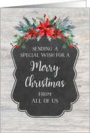 Rustic Chalkboard Floral Merry Christmas from Group card
