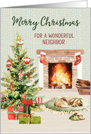 Cozy Christmas Scene Neighbor Merry Christmas card