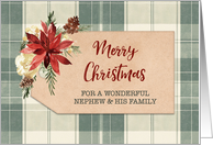 Vintage Country Plaid Nephew and his Family Merry Christmas card