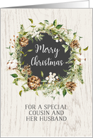 Winter Wreath Cousin and her Husband Merry Christmas card