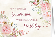 Pink Watercolor Flowers Grandmother Happy Birthday card