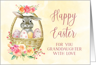 Floral Easter Bunny Granddaughter Happy Easter card