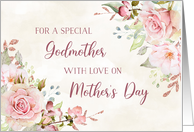 Pink Watercolor Flowers Godmother Happy Mother&rsquo;s Day card