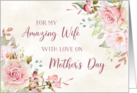 Pink Watercolor Floral Wife Happy Mother&rsquo;s Day card