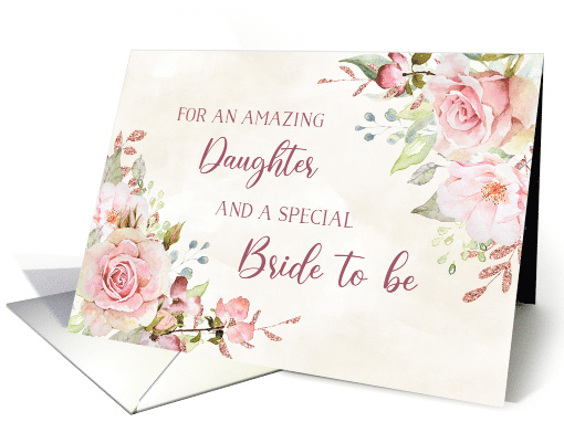 Pink Watercolor Flowers Daughter Bridal Shower card (1967034)