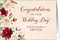 Friends Wedding Day Congratulations Burgundy Floral
