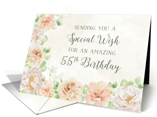 Happy 55th Birthday Pastel Spring Flowers card (1971044)