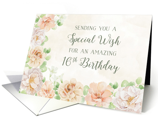 Happy 16th Birthday Pastel Spring Flowers card (1971214)