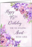 Happy 95th Birthday Aunt Purple Flowers card
