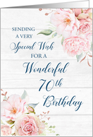 Happy 70th Birthday Rustic Pink Watercolor Flowers card