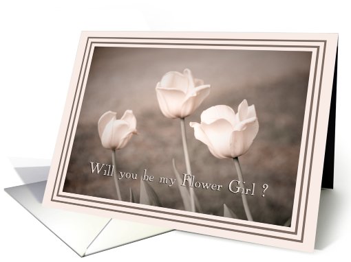 Pink Tulips Will you be my Flower Girl card (452371)