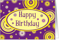 Yellow and Purple Happy Birthday Card