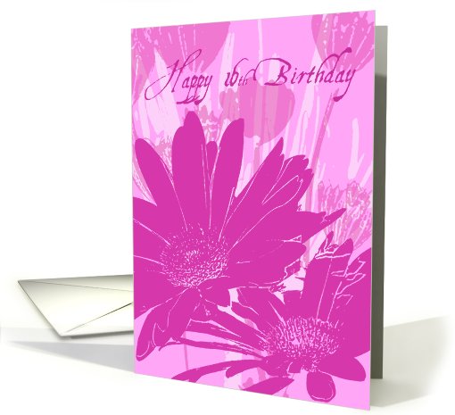 Pink Flowers 16th Birthday card (471361)