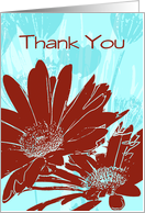 Red Flowers thank You Card