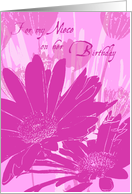 Pink Flowers Niece Birthday Card