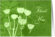 Green Flowers Thank You Card