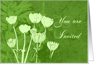 Green Flowers Invitation Card