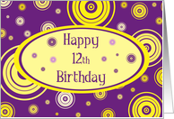Purple and Yellow 12th Birthday Card