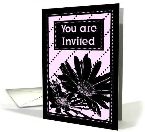 Pink and Black Flowers Invitation card (479009)