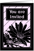 Pink and Black Flowers Invitation Card