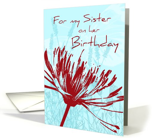 Red Flower Sister Birthday card (479051)