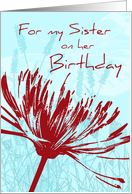 Red Flower Sister Birthday Card