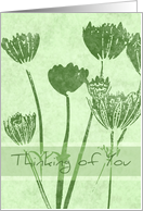 Green Flowers Thinking of You Card