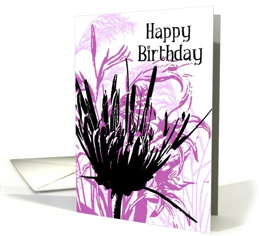 Purple Flowers Birthday card (482939)
