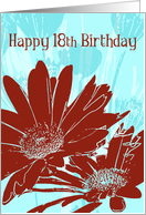 Red Flowers 18th Birthday Card