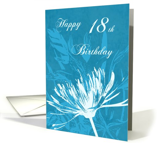 Blue Flowers 18th Birthday card (482953)