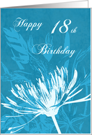 Blue Flowers 18th Birthday Card