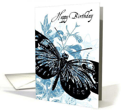 Blue Butterfly Birthday card (483197)