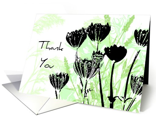 Green Flowers Thank You card (483284)