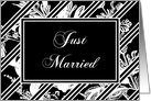 Black and White Just Married Announcement Card