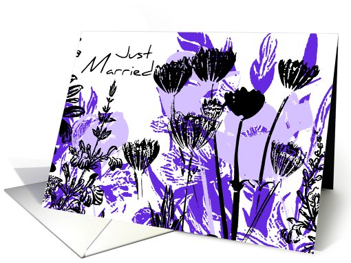 Purple Flowers Just Married Announcement card (483306)