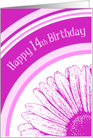 Pink Flower 14th Birthday Card