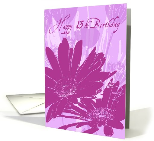 Purple Flowers 13th Birthday card (487592)