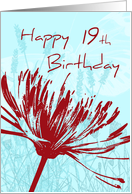 Red Flower 19th Birthday Card