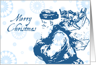 Blue Santa Merry Christmas Card