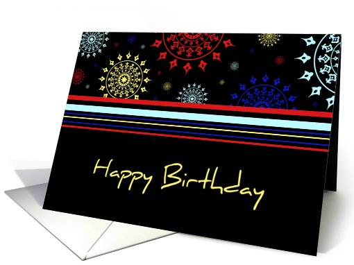 Colorful Stripes Happy Birthday card (519375)