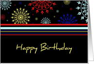 Colorful Stripes Happy Birthday Card