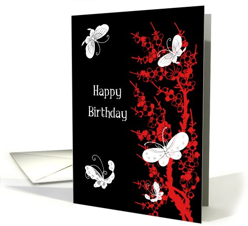 White Butterflies Happy Birthday card (520337)