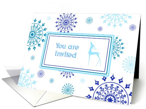 Blue and White Christmas Invitation card (522998)