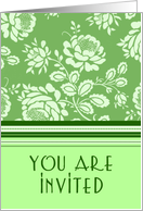 Green Flowers Invitation Card
