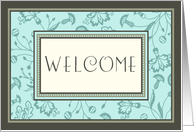 Turquoise Flowers Employee Welcome Card