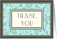Turquoise Flowers Thank You Card